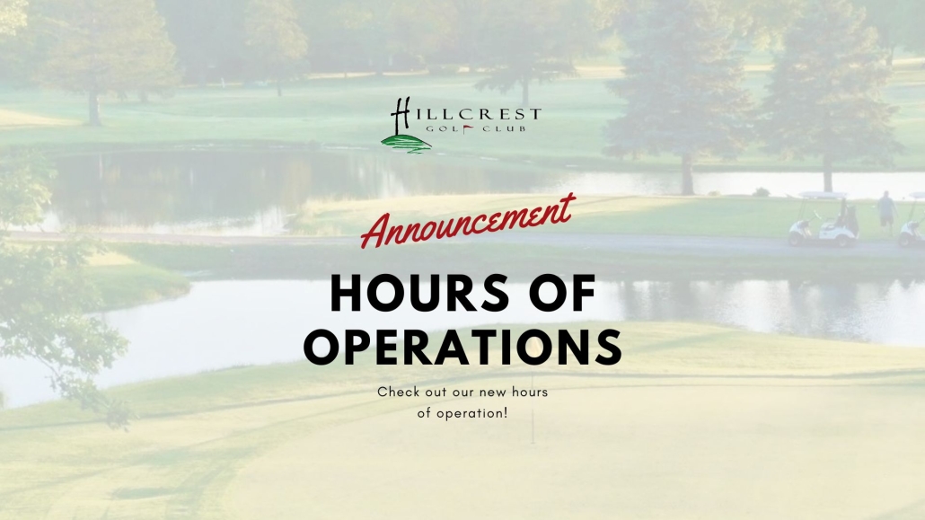 Hours of Operation graphic with golf course.