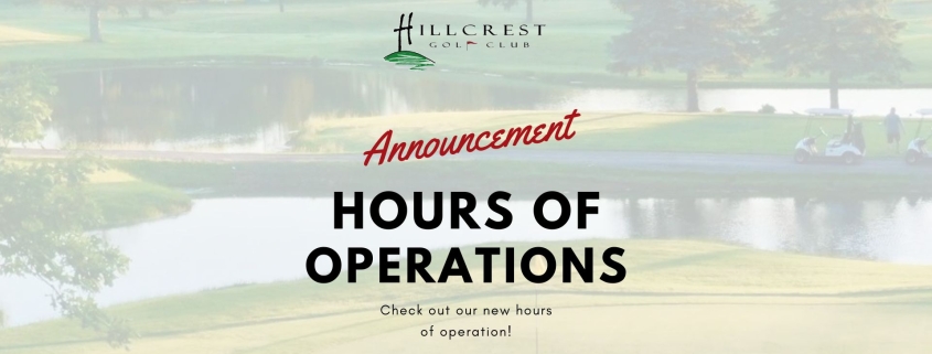 Hours of Operation graphic with golf course.